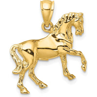14K Yellow Gold 3D Horse Charm Pendant - 23.95mm Length, Polished Finish by Oro Pregiato