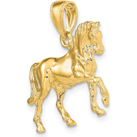 14K Yellow Gold 3D Horse Charm Pendant - 23.95mm Length, Polished Finish by Oro Pregiato