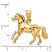 14K Yellow Gold 3D Horse Charm Pendant - Polished Finish by Oro Pregiato