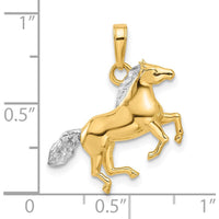 14K Yellow Gold 3D Horse Pendant with Rhodium Accents - Diamond-Cut Finish by Oro Pregiato