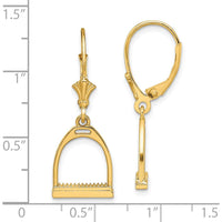 14K Yellow Gold 3D Horse Stirrup Leverback Drop Earrings by 0