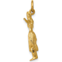 14K Yellow Gold 3D Hula Dancer Charm - Tropical Pendant