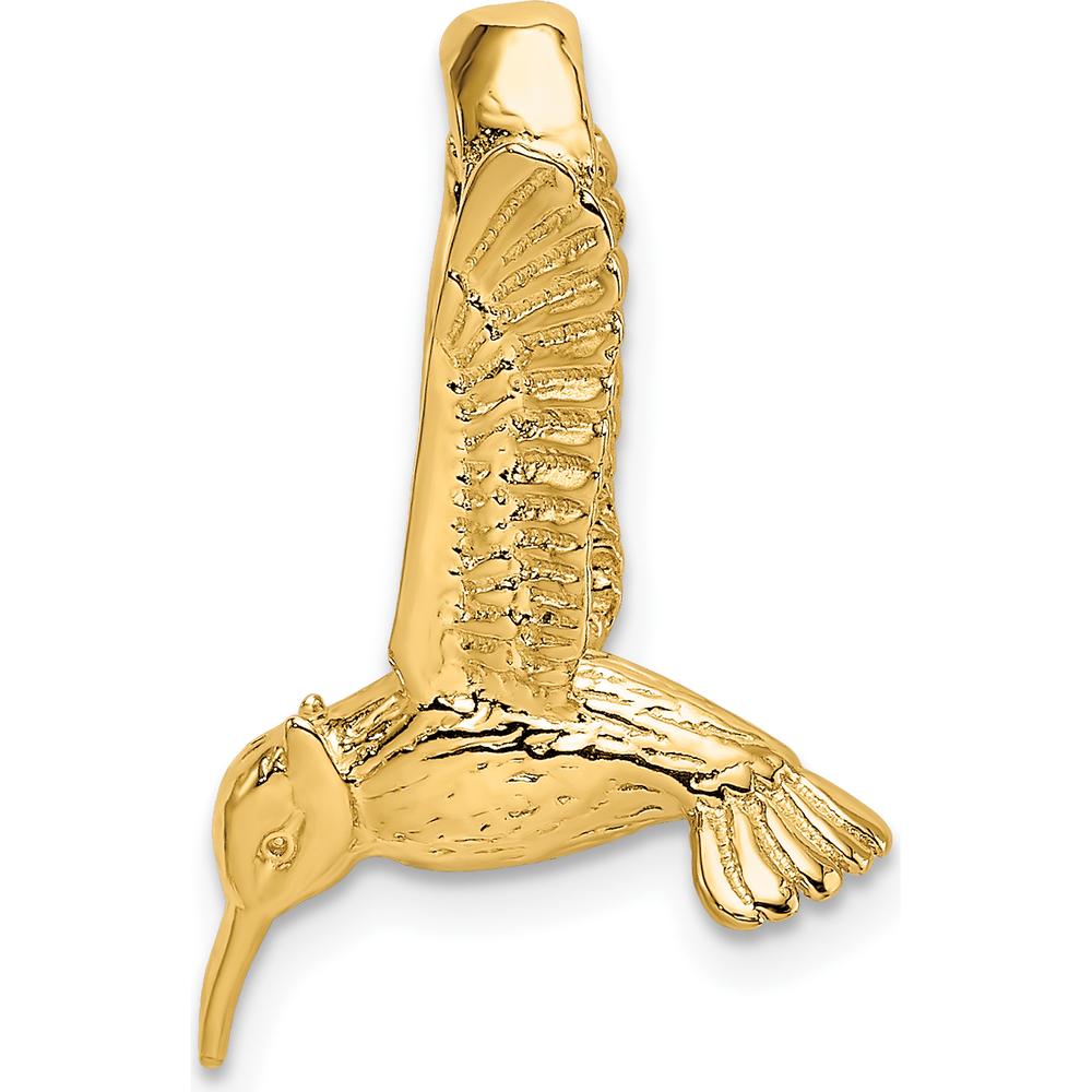 14K Yellow Gold 3D Hummingbird Pendant - Nature-Inspired Design by Oro Pregiato