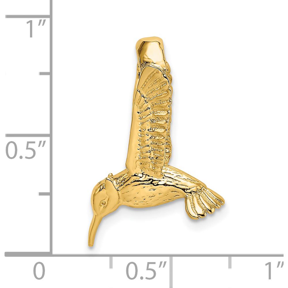 14K Yellow Gold 3D Hummingbird Pendant - Nature-Inspired Design by Oro Pregiato