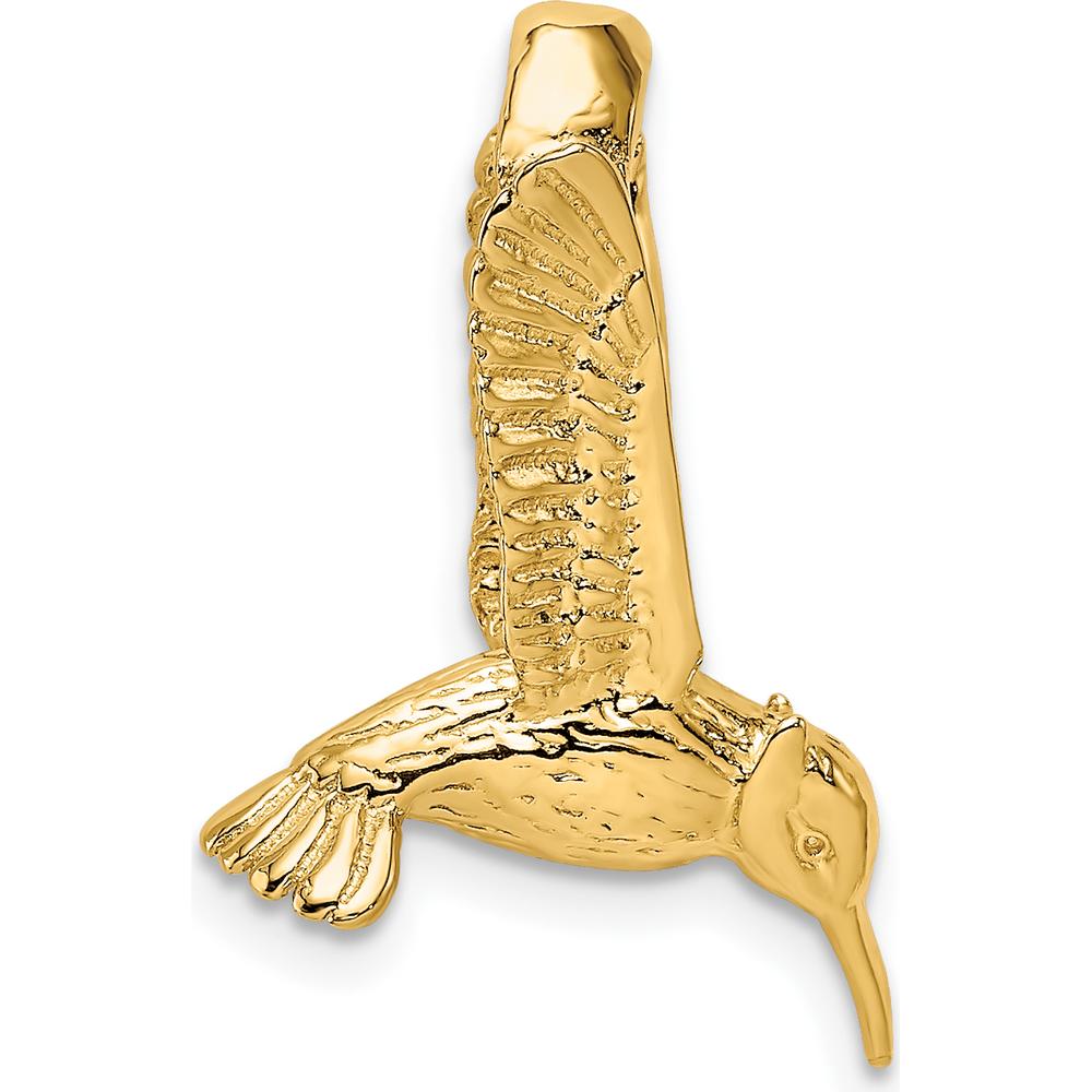 14K Yellow Gold 3D Hummingbird Pendant - Nature-Inspired Design by Oro Pregiato