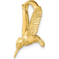 14K Yellow Gold 3D Hummingbird Pendant - Nature-Inspired Design by Oro Pregiato