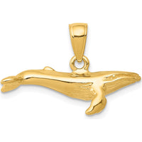 14K Yellow Gold 3D Humpback Whale Pendant - Solid Gold Marine Life Charm by Oro Pregiato