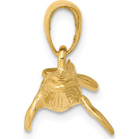 14K Yellow Gold 3D Humpback Whale Pendant - Solid Gold Marine Life Charm by Oro Pregiato
