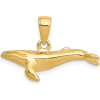 14K Yellow Gold 3D Humpback Whale Pendant - Solid Gold Marine Life Charm by Oro Pregiato