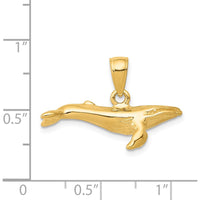 14K Yellow Gold 3D Humpback Whale Pendant - Solid Gold Marine Life Charm by Oro Pregiato