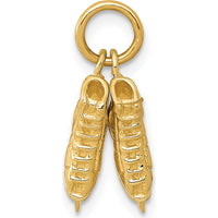 14K Yellow Gold 3D Ice Skates Charm Pendant with Textured Finish - Movable Design