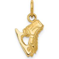 14K Yellow Gold 3D Ice Skates Charm Pendant with Textured Finish - Movable Design