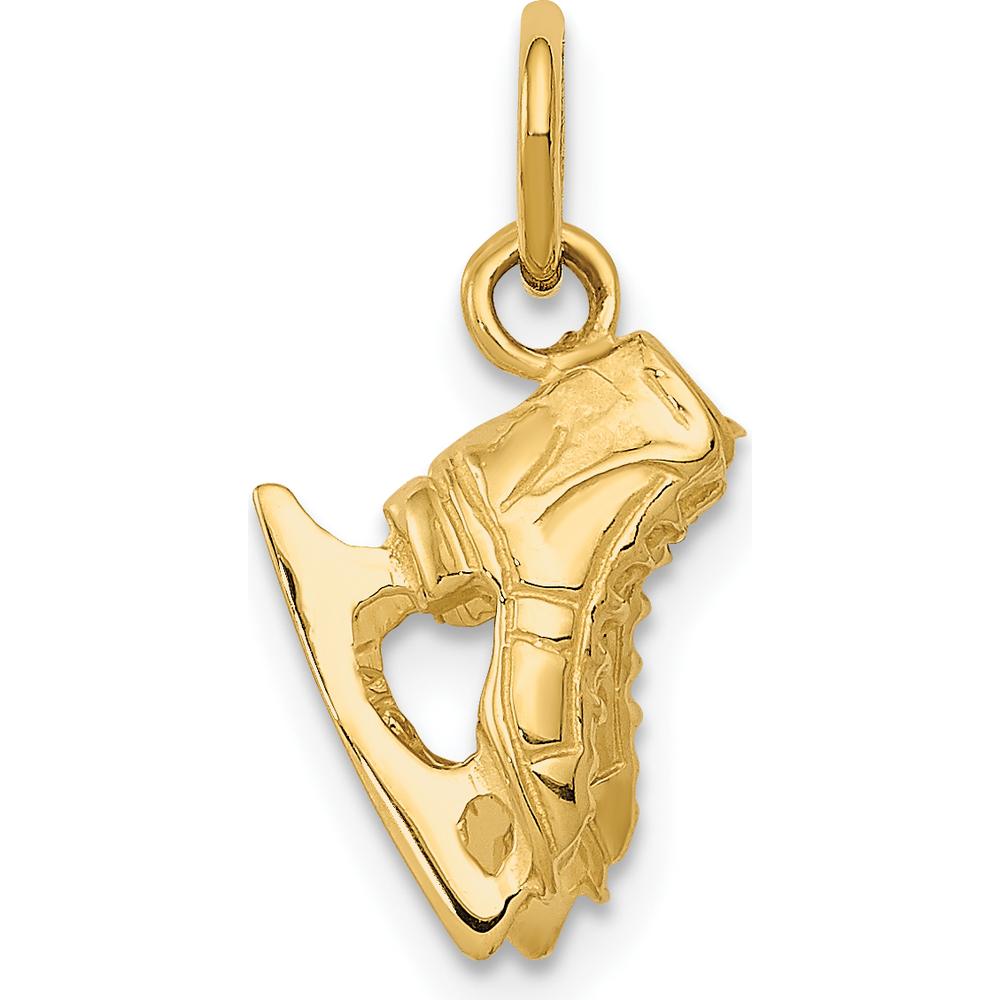 14K Yellow Gold 3D Ice Skates Charm Pendant with Textured Finish - Movable Design
