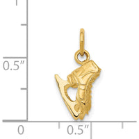 14K Yellow Gold 3D Ice Skates Charm Pendant with Textured Finish - Movable Design