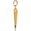 14K Yellow Gold 3D Italian Horn Pendant - 30mm Length, Polished Finish by Oro Pregiato