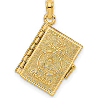 14K Yellow Gold 3D Jabez Prayer Book Pendant with Moveable Pages by Oro Pregiato