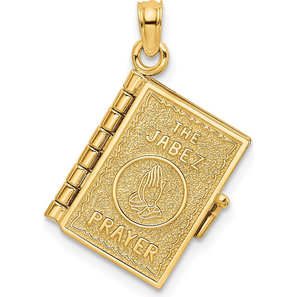14K Yellow Gold 3D Jabez Prayer Book Pendant with Moveable Pages by Oro Pregiato