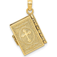 14K Yellow Gold 3D Jabez Prayer Book Pendant with Moveable Pages by Oro Pregiato