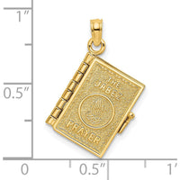14K Yellow Gold 3D Jabez Prayer Book Pendant with Moveable Pages by Oro Pregiato