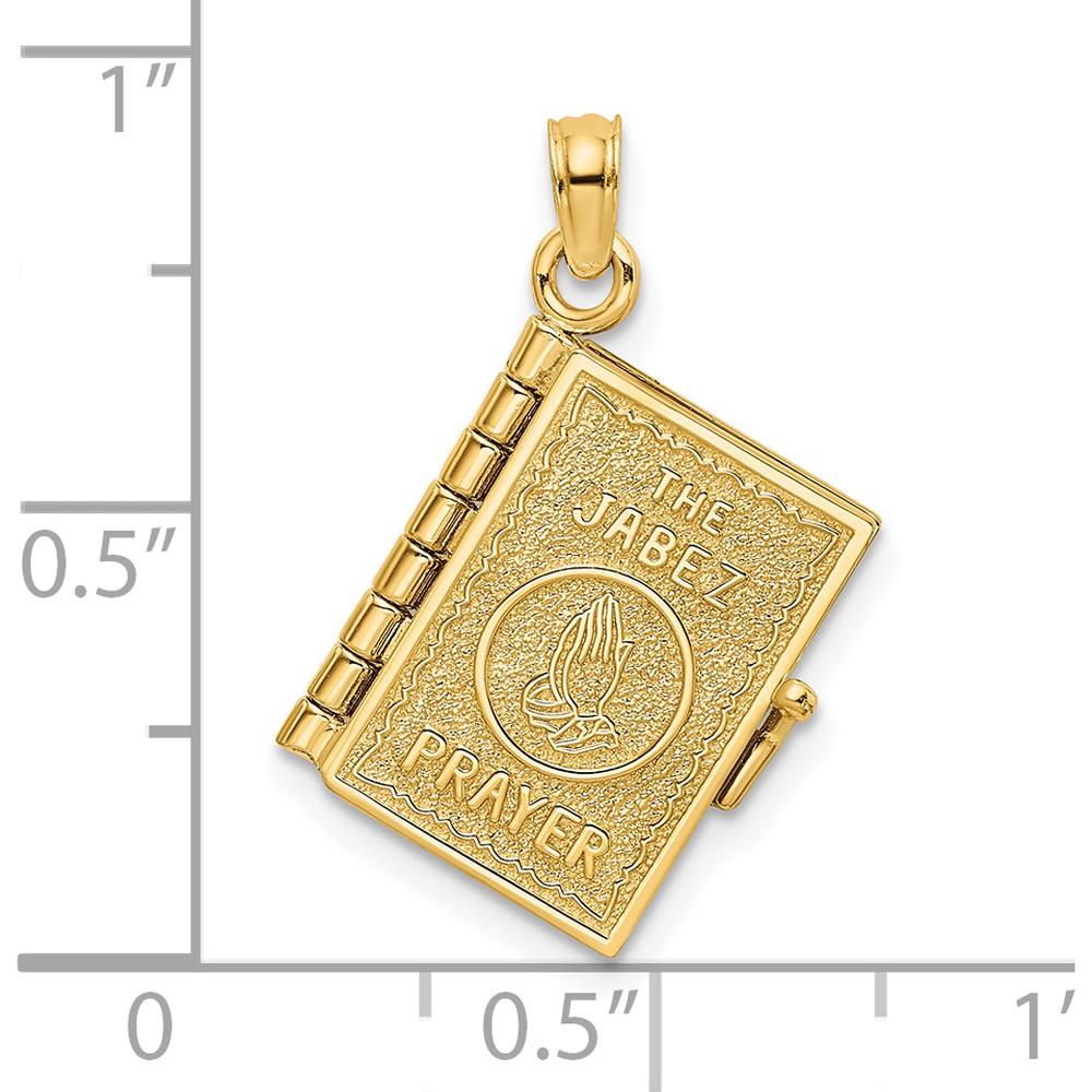 14K Yellow Gold 3D Jabez Prayer Book Pendant with Moveable Pages by Oro Pregiato