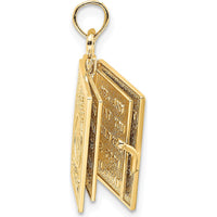 14K Yellow Gold 3D Jabez Prayer Book Pendant with Moveable Pages by Oro Pregiato
