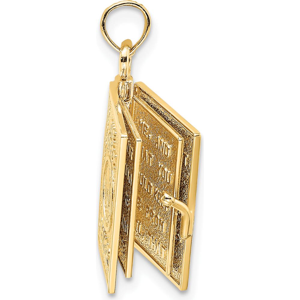 14K Yellow Gold 3D Jabez Prayer Book Pendant with Moveable Pages by Oro Pregiato