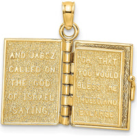 14K Yellow Gold 3D Jabez Prayer Book Pendant with Moveable Pages by Oro Pregiato