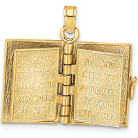 14K Yellow Gold 3D Jabez Prayer Book Pendant with Moveable Pages by Oro Pregiato