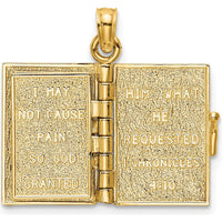 14K Yellow Gold 3D Jabez Prayer Book Pendant with Moveable Pages by Oro Pregiato