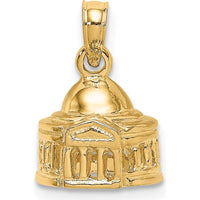 14K Yellow Gold 3D Jefferson Memorial Washington Charm - Textured Gold Pendant by Oro Pregiato