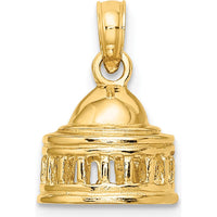 14K Yellow Gold 3D Jefferson Memorial Washington Charm - Textured Gold Pendant by Oro Pregiato