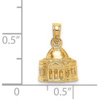 14K Yellow Gold 3D Jefferson Memorial Washington Charm - Textured Gold Pendant by Oro Pregiato