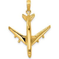 14K Yellow Gold 3D Jet Pendant - Polished Finish - 32mm Length by Oro Pregiato
