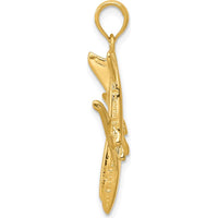14K Yellow Gold 3D Jet Pendant - Polished Finish - 32mm Length by Oro Pregiato