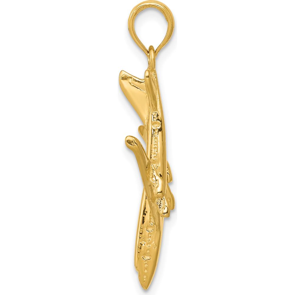 14K Yellow Gold 3D Jet Pendant - Polished Finish - 32mm Length by Oro Pregiato