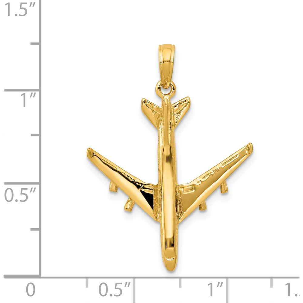 14K Yellow Gold 3D Jet Pendant - Polished Finish - 32mm Length by Oro Pregiato