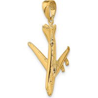 14K Yellow Gold 3D Jet Pendant - Polished Finish - 32mm Length by Oro Pregiato