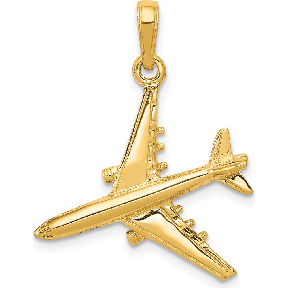 14K Yellow Gold 3D Jet Pendant - Polished Finish by Oro Pregiato