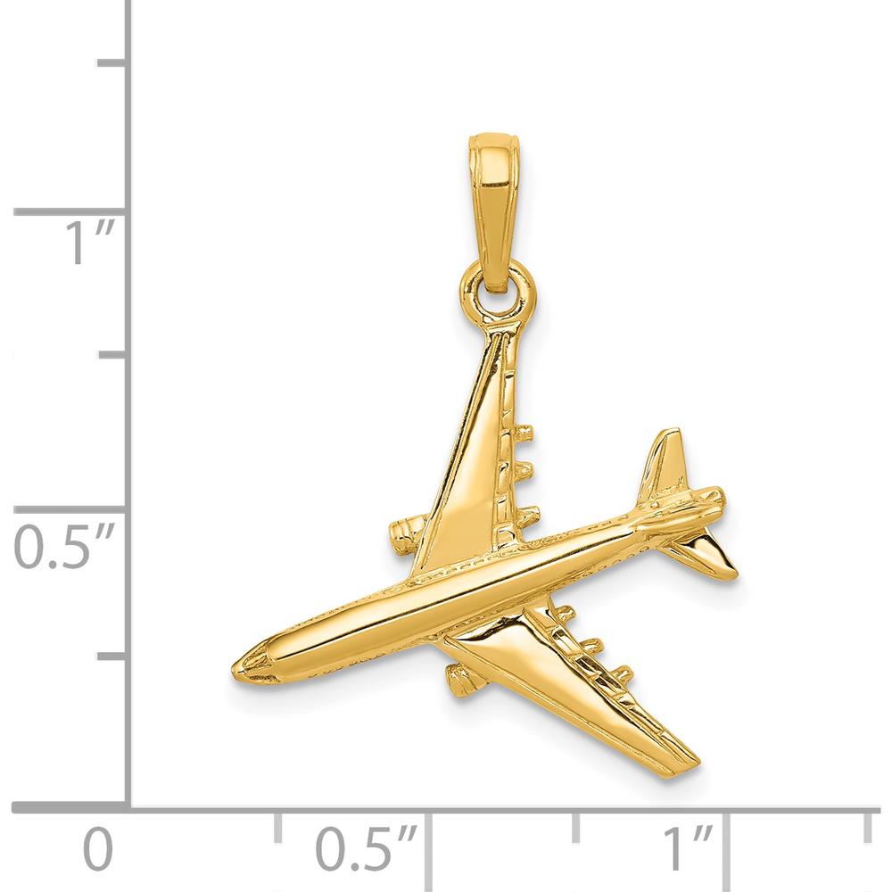 14K Yellow Gold 3D Jet Pendant - Polished Finish by Oro Pregiato