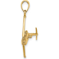 14K Yellow Gold 3D Jet Plane Charm Pendant - Polished Finish by Oro Pregiato