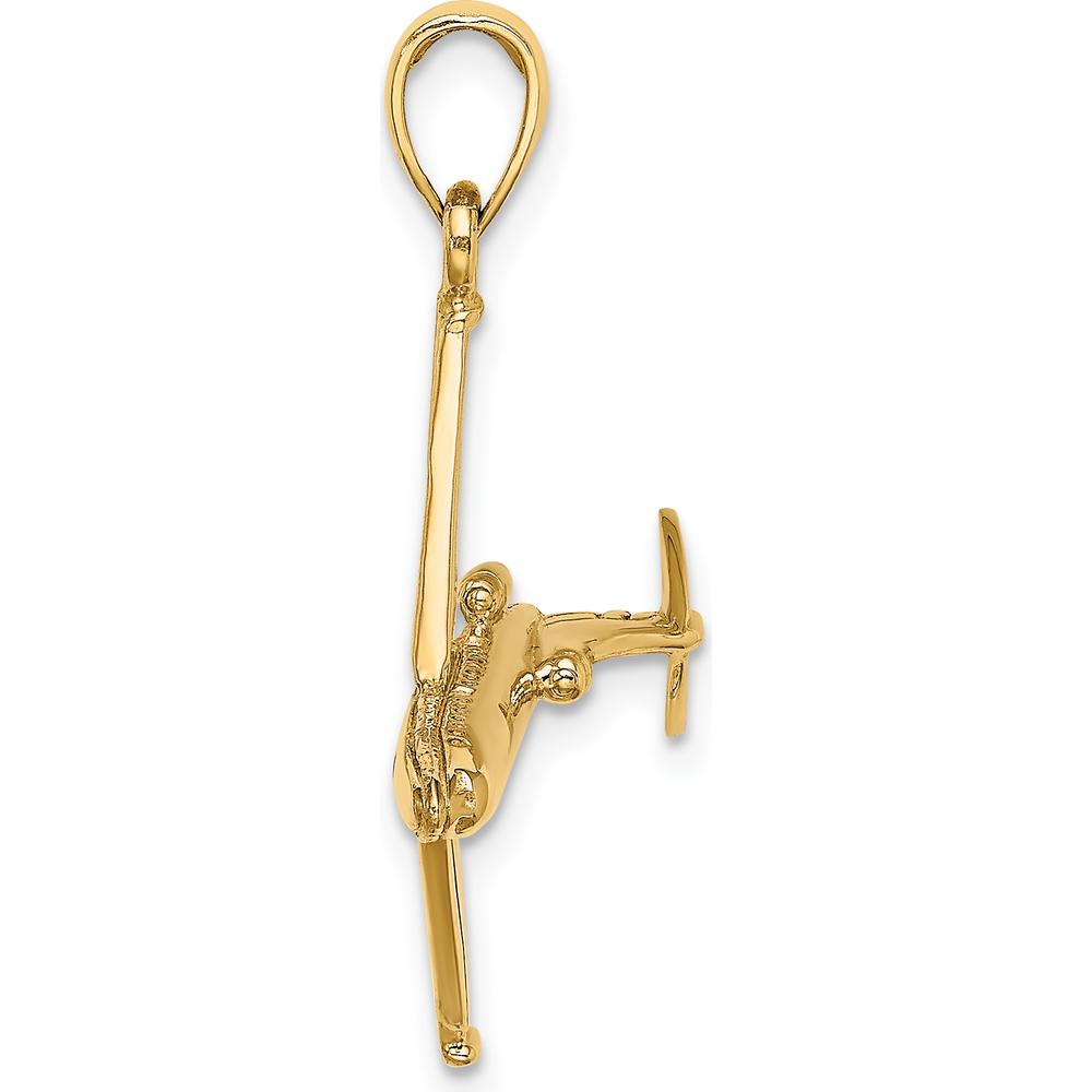 14K Yellow Gold 3D Jet Plane Charm Pendant - Polished Finish by Oro Pregiato