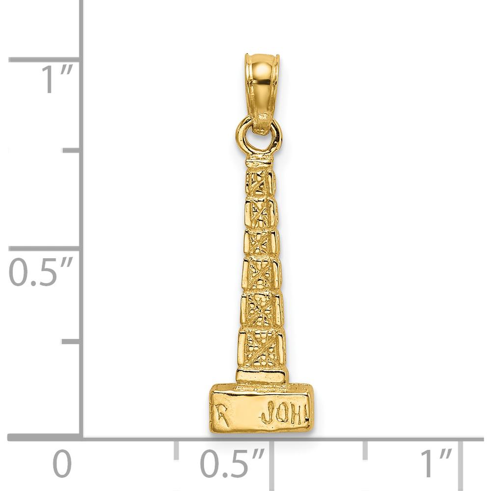 14K Yellow Gold 3D John Hancock Building Chicago Charm - Architectural Pendant by Oro Pregiato