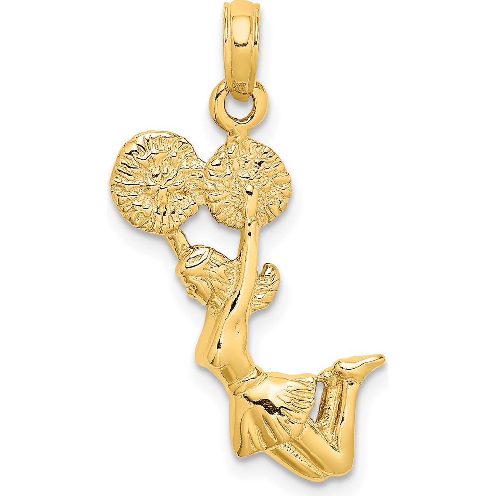 14K Yellow Gold 3D Jumping Cheerleader Charm Pendant - 23mm by Oro Pregiato