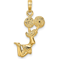 14K Yellow Gold 3D Jumping Cheerleader Charm Pendant - 23mm by Oro Pregiato