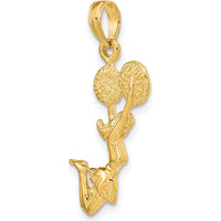 14K Yellow Gold 3D Jumping Cheerleader Charm Pendant - 23mm by Oro Pregiato