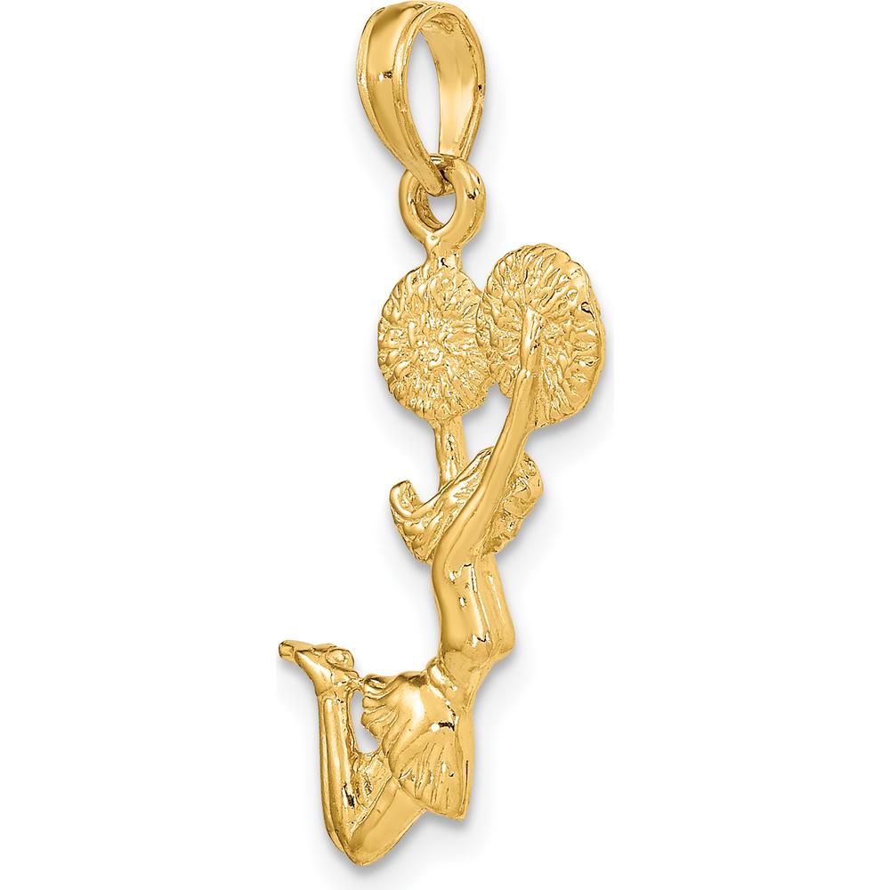 14K Yellow Gold 3D Jumping Cheerleader Charm Pendant - 23mm by Oro Pregiato