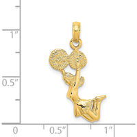 14K Yellow Gold 3D Jumping Cheerleader Charm Pendant - 23mm by Oro Pregiato