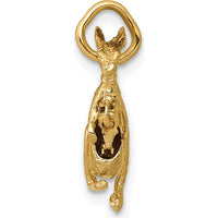 14K Yellow Gold 3D Kangaroo with Joey Pendant Charm - 16.25mm Length