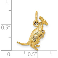 14K Yellow Gold 3D Kangaroo with Joey Pendant Charm - 16.25mm Length