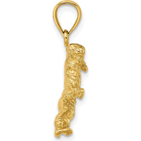 14K Yellow Gold 3D Karate Man Pendant - Polished Finish, Textured Charm by Oro Pregiato